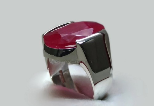 Ruby Ring For Mens Gemstone Ring Vintage Sterling Silver Ring Birthday Gifts - Picture 8 of 8