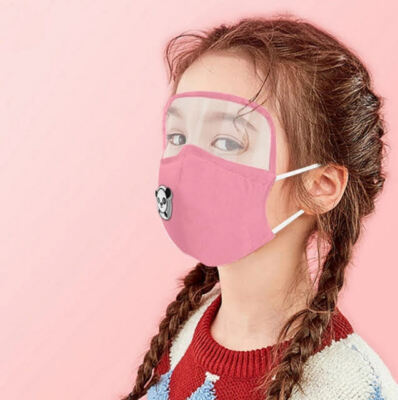 Face Mask with Eye Shield Valve 2Pc NEW Kids Child Reusable Washable Cloth
