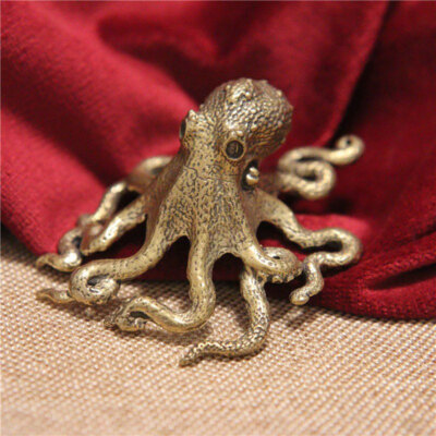 USA Brass Octopus Sculpture Wild Sea Life Figurine Housewarming Gift Decoration