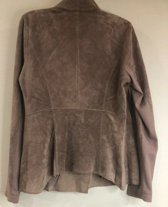 Jakett...etc. Chaqueta de cuero gamuza lavable talla grande beige topo asimétrica Foto 2 de 4