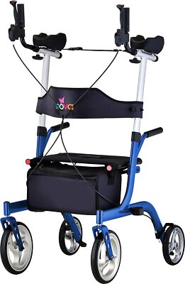 NOVA Phoenix Rise UP Rollator, Upright Walker w/Padded & Contoured Forearm, Blue