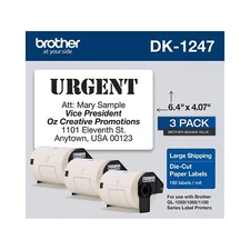 Brother 3 Rolls White Shipping Labels 180 Labels per Roll Cut to Size 4x6