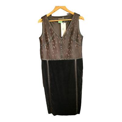 Vintage Louis Feraud schokoladenbraun ärmelloses Kleid UK Größe 16