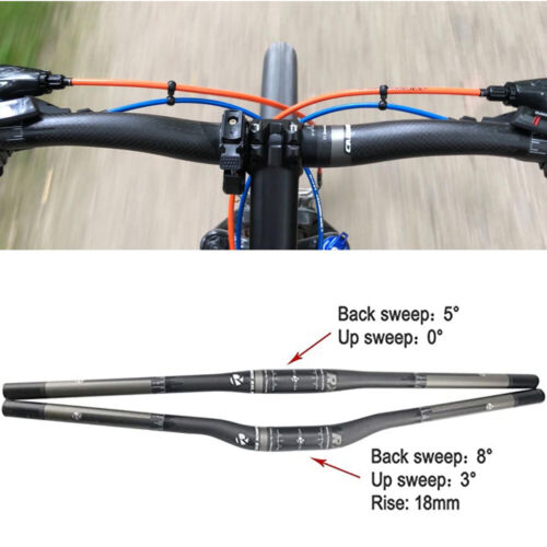 Mountain Bike MTB Handlebar 31.8 Flat Riser Bars for MTB Bicycles Carbon Fiber - Picture 1 of 13