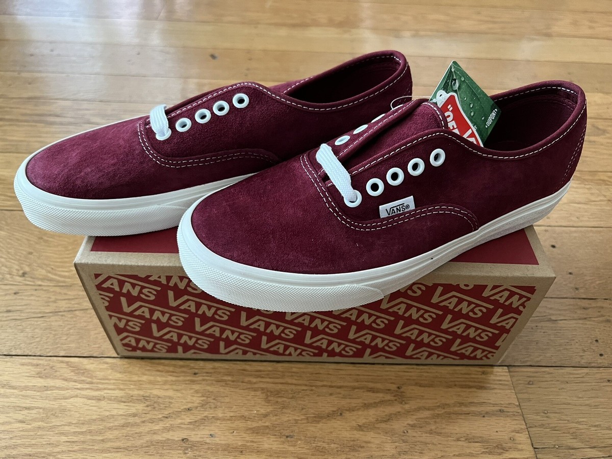 NEW VANS AUTHENTIC PIG SUEDE POMEGRANATE WHITE SNOW SNEAKERS  display picture 3