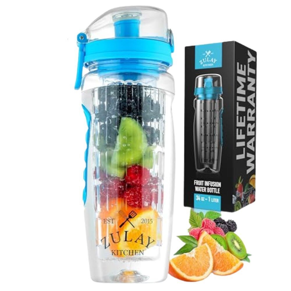 Zulay 32oz Fruit Infuser Water Bottle - Leakproof With Full-