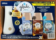 Glade Automatic Spray Unit + 3 Refills Cashmere Woods Clean Linen Aqua Waves