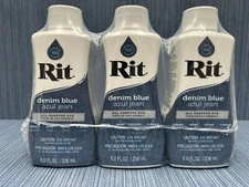 Lot of 3 x Rit Denim Blue All-Purpose Dye 8oz Dye Cotton, Wool, Nylon & More