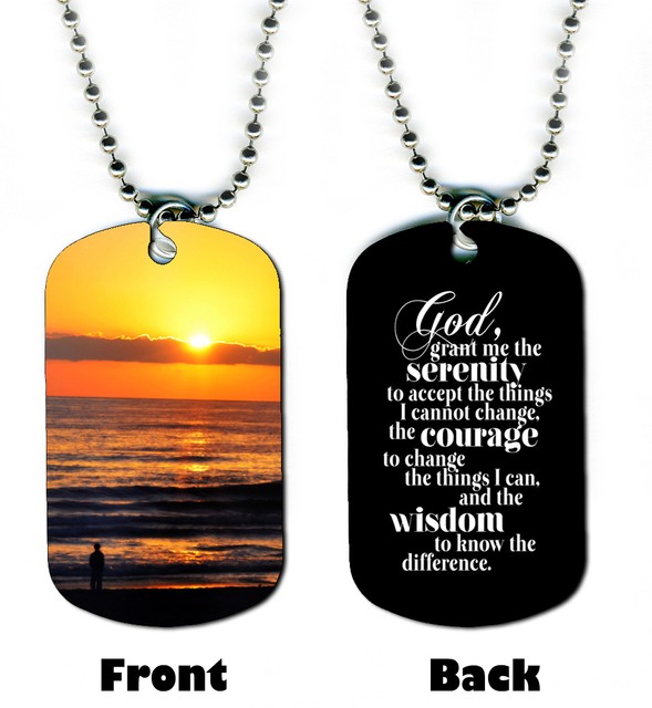 serenity prayer dog tag necklace