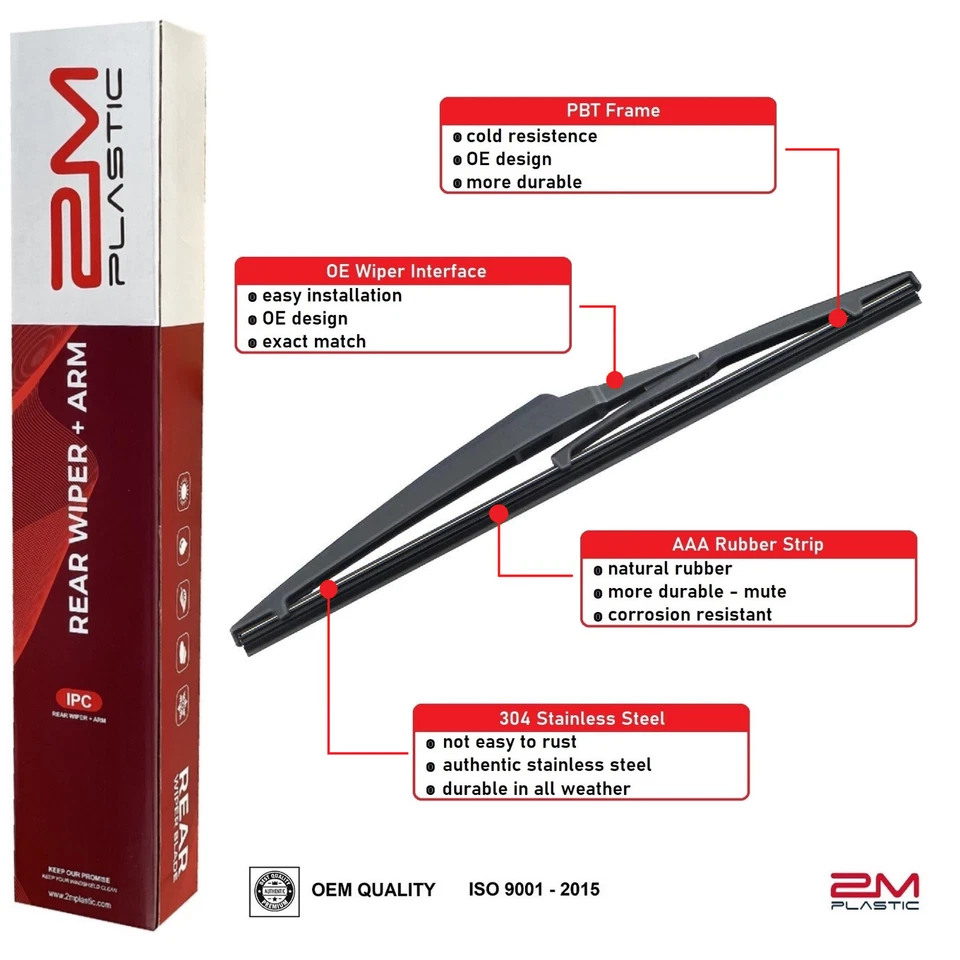 Rear Wiper Arm & Blade For Dodge Journey 2009-2020 OE 68040371AA 68040372AA - Image 3 of 3