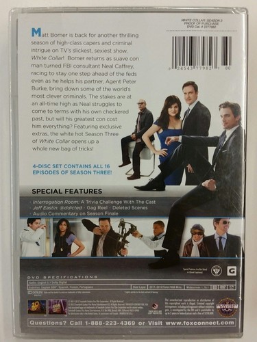 White Collar: Season Three (DVD, 2012, 4-Disc Set) New - Imagen 2 de 2