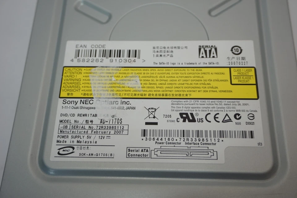 NEW Sony NEC Optiarc AD-7170S CD DVD Disc Drive | Vintage Retro Tech - Image 3 of 4