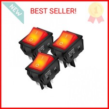 DaierTek 30A 250V KCD2 KCD4 Rocker Switch DPST 4 Pin Red Lighted 120V Rocker Tog