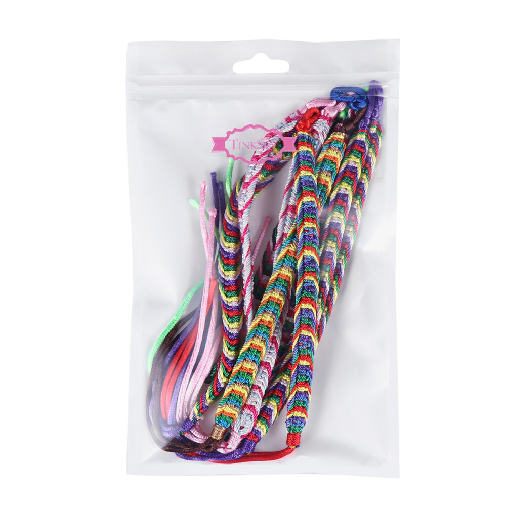 TINKSKY 9pcs Handmade Colorful Braided Bracelets Thread Wrist Ankle