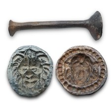 ANTICO TIMBRO PER SIGILLO LEONE E MEDUSA ferro forgiato Wrought Iron Seal XV sec