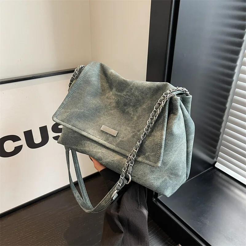 Shoulder Bag Fashion Chain Handbag Girls Simple Crossbody PU Material-image