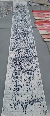 CREAM NAVY 2'-3'' x 16'-0'' Broken Thread Rug Reduced Price 1172773054 MAD603D-216