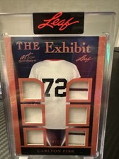 2023 Leaf Carlton Fisk Blue Art Of Sport The Exhibit Game Used Jersey 14/25