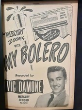 Vic Damone My Bolero Rare Original Promo Poster Ad Framed!