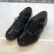 Vintage Boys Theatricals Black Patent Leather Lace Up Tap Shoes Size 1.5