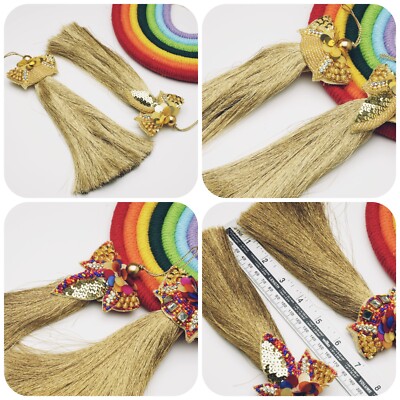 Latkan indische traditionelle Quastenbluse Dori Rand mehrfarbig goldfarben mit Schlaufe
