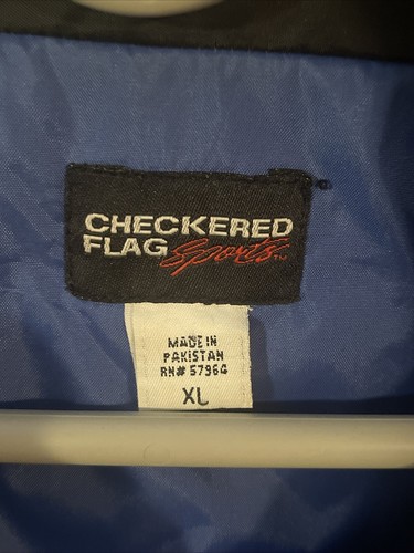 Vintage Checkered Flag NASCAR Logo Puffy Windbreaker Hood Jacket XL - Picture 4 of 9