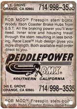 Old School BMX 1985 PEDDLEPOWER Magazine Ad Reproduction Metal Sign B1271