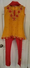Indian Outfit With Pretty Top, Pants And Scarf. Pants Size 34 and Top  Fits S/M