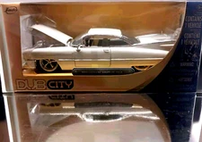 Rare HTF ‘08 Jada Dub City 1959 Cadillac Coupe De Ville-Chase-Pearl White-In Box
