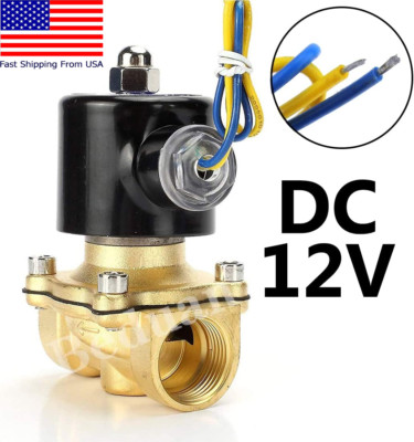 Brass Electric Solenoid Valve, 1/2'' 12V Air Valve Normally Closed for Water Oil