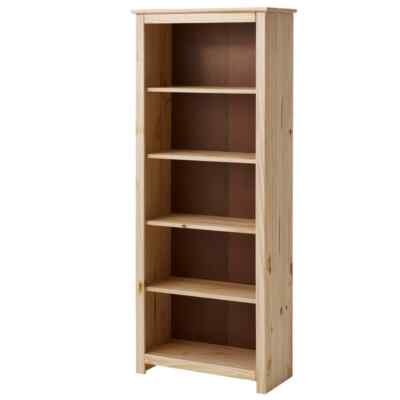StyleWell Bookcase 58'' H 4-Shelf Standard Natural Pine Wood Unfinished