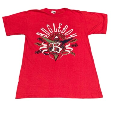 Vintage Bugle Boy Shirt Mens Large Red 90s Multicolor Basketball Surf Skater