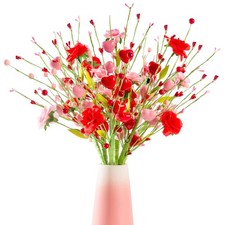 5 PCS Valentine Artificial Rose Bouquets Red Pink Heart Picks Berries Decor