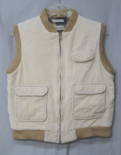 80s Vintage St John s Bay Men s Tan Corduroy Full Zip Insulated Vest SZ L