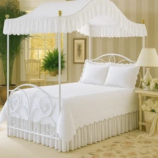 Canopy - Full Size Fantasy Eyelet White Lace - Fits Flat or Curved Bed frame Top