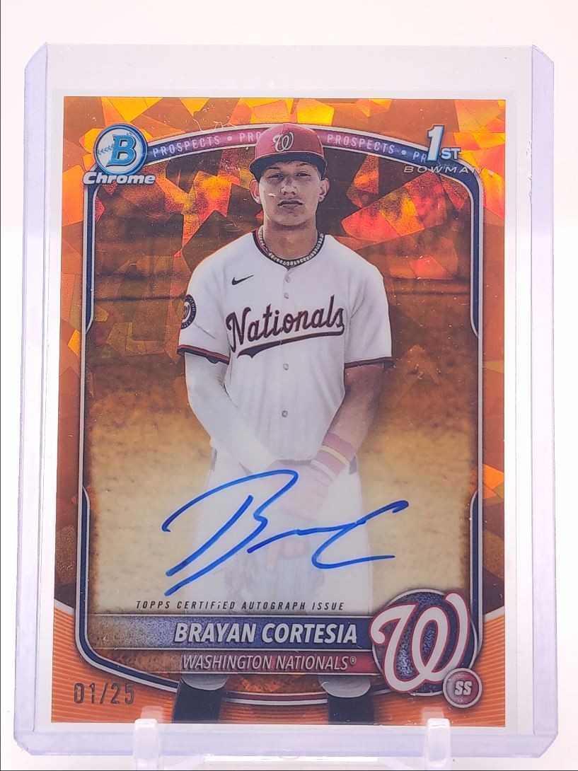 BRAYAN CORTESIA 2025 BOWMAN CHROME 1ST SAPPHIRE ORANGE AUTO 01/25 Q4870