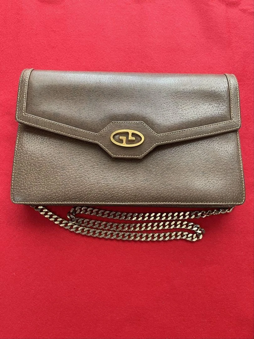 GUCCI Ancien sac à bandoulière Gucci vintage chaîne cuir #PG2648