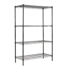 Black 4-Tier Carbon Steel Wire Garage Storage Shelving Unit NSF Certified (30 in