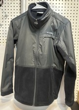 Columbia Jacket Youth L Black Gray Fleece Ripstop Overlay Full Zip Pockets