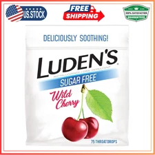 Luden's Deliciously Soothing Throat Drops, Sugar-Free Wild Cherry Flavor - 75 CT