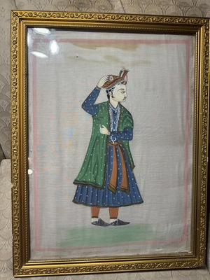 #ad #ad Vintage Indian Mughal Painting quot;A Nobleman Scenequot; Framed $148.75