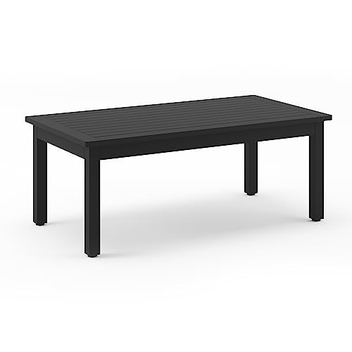 Outdoor Coffee Table, HDPS Black Patio Coffee Tables for Outside Rectangle, - Picture 1 of 6