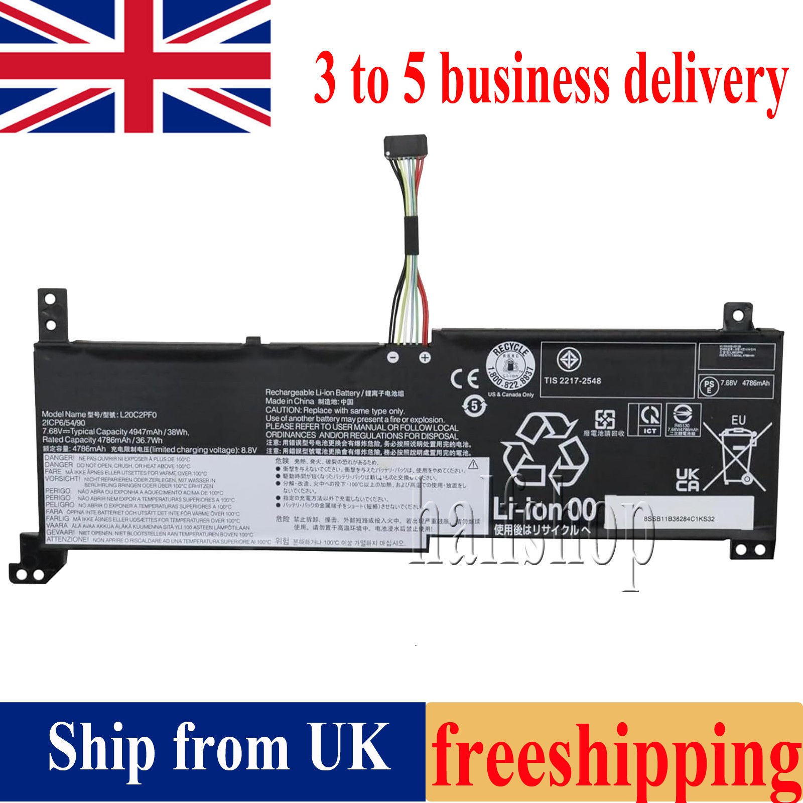 Battery for Lenovo 3-15ALC6 3-17ALC6 3-17ITL6 V14 V15 V17 G2-ALC G3-ABA L20L2PF0
