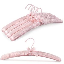 Padded Hangers for Women Clothing,17-inch Satin Hangers 5 Pack 5 PCS Pink