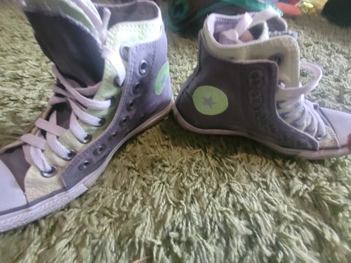 Size 5 - Converse Chuck Taylor All Star High Green Grey Double Tongue