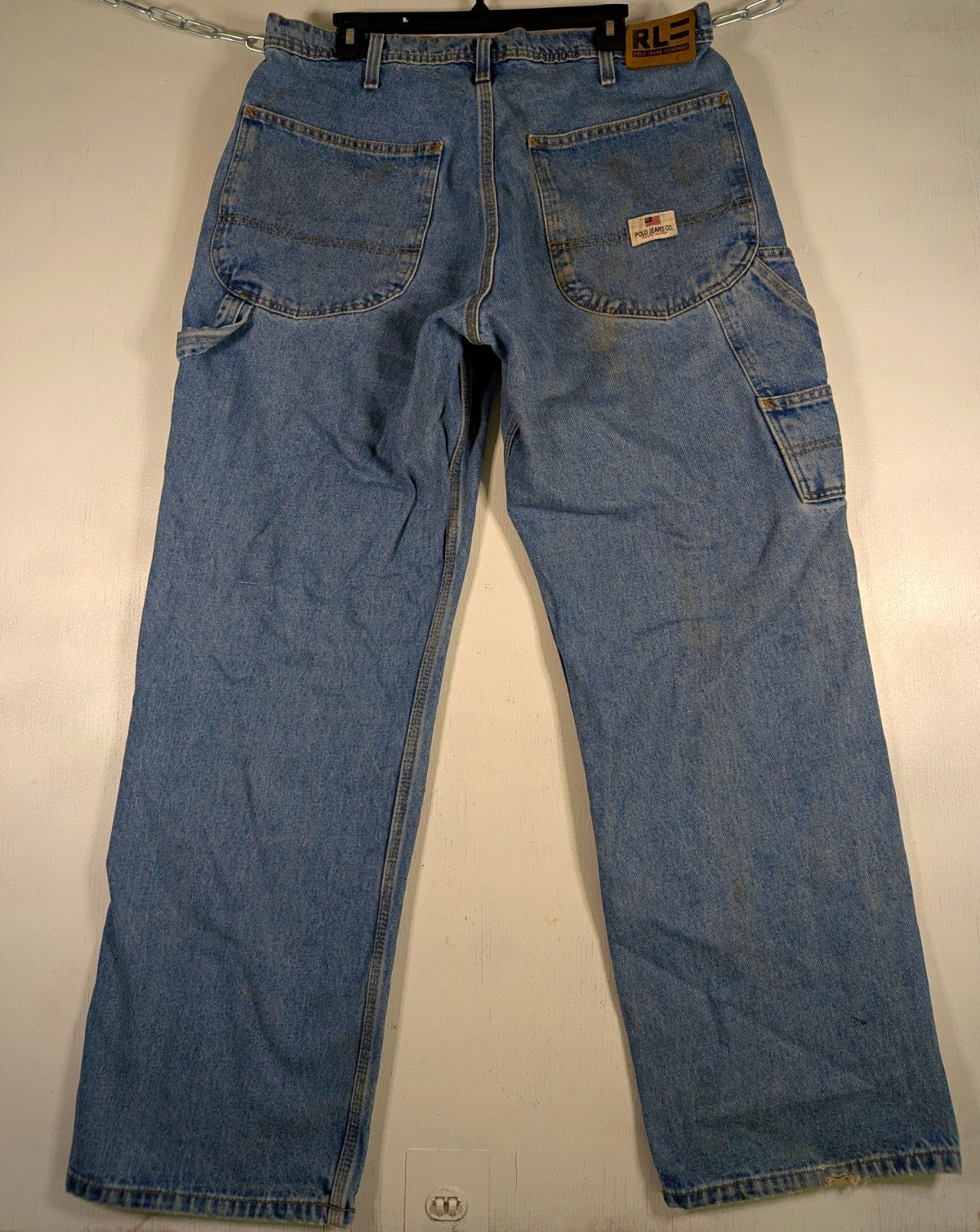 Vintage Y2K Polo Jeans Co Ralph Lauren Carpenter Jeans Mens 34x32 Light Wash