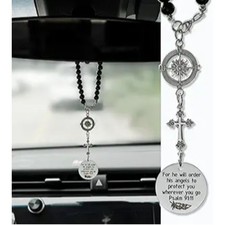 Cross Hanging Ornaments for Car Rear View Mirror, Metal Cross Car Charm -Cross