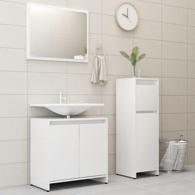 vidaXL 3-teiliges Badezimmermöbelset, Weiß, Spanplatte