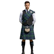 Scottish Black Watch Plaid Highlander Pleated Kilt 34 Wedding Games Festival