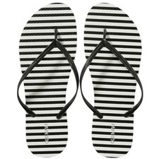 Old Navy Patterned Flip Flops Sandals Black White Striped Women New